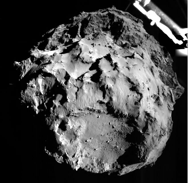 Image taken by Philae, 3km from landing on comet 67P/Churyumov–Gerasimenko. Credit: ESA/Rosetta/Philae/DLR/NASA