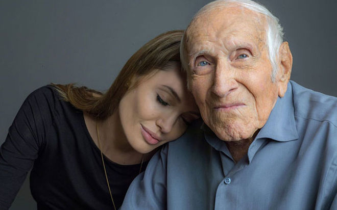 Jolie and the real Zamperini.