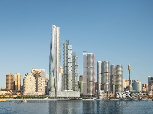 An artist’s impression of James Packer’s updated Crown proposal for the development of Barangaroo, from crownresorts.com.au